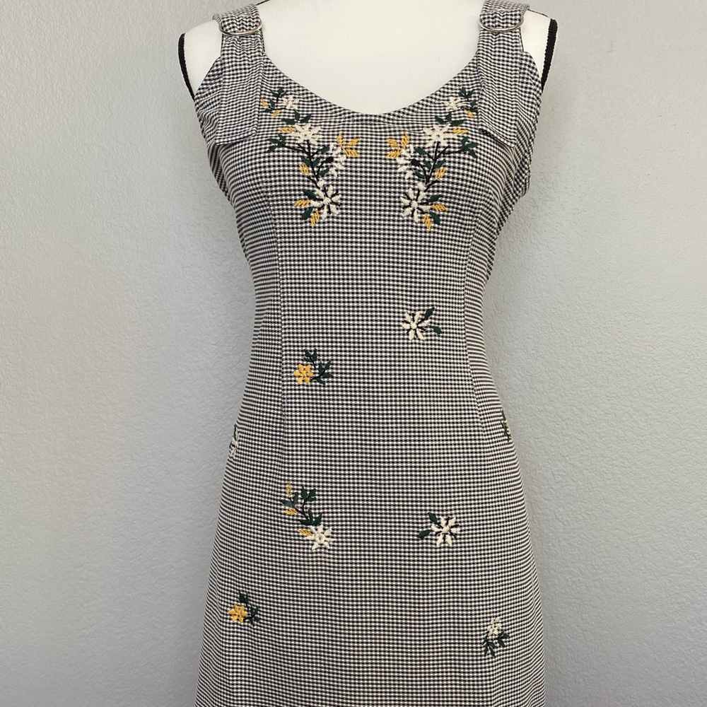 Topshop Floral Checkered Dress